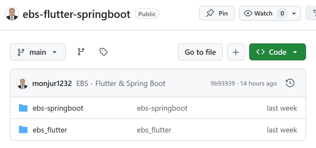 Source Code-EBS-Flutter & Spring Boot